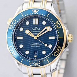오메가 씨마스터 다이버 300M 코-액시얼 크로노미터 세라믹 베젤 물결 패턴 다이얼 오토매틱 무브먼트 - Omega Seamaster Diver300M Co-Axal Chronometer Blue Dial Cal. 8800 Automatic Movement